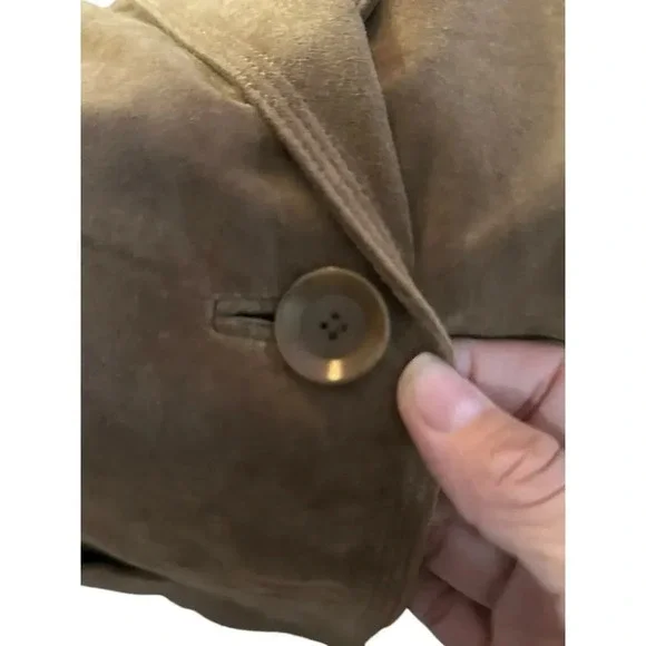 Isabella Bird Brown Genuine suede Leather Button Front Trench Coat Size XS - Picture 6 of 10